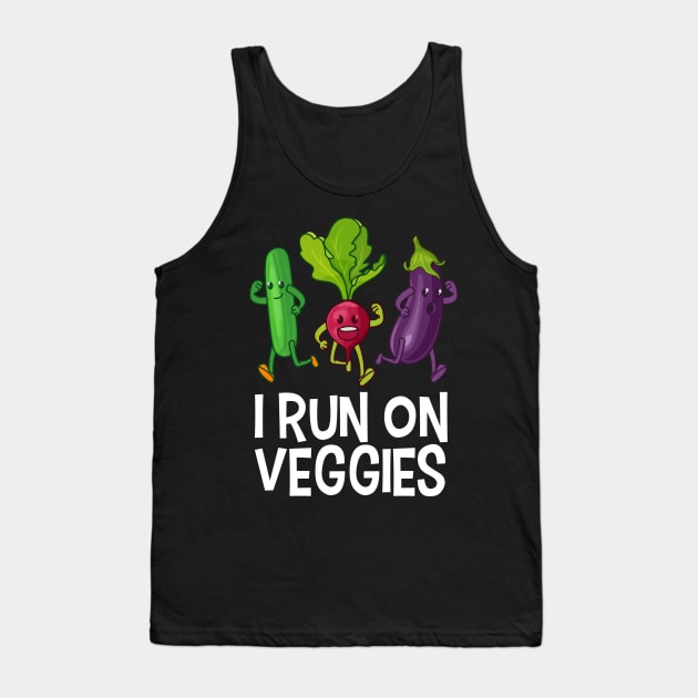 I Run On Veggies Vegan Vegetarian Gift Tank Top by Delightful Designs